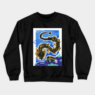 Sea Serpent Dragon Swimming in the Ocean Crewneck Sweatshirt